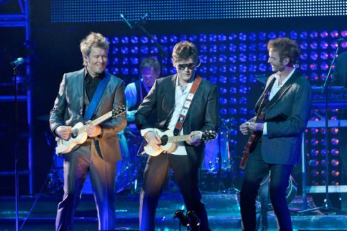 Magne Furuholmen, Morten Harket and Paul Waaktaar-Savoy of A-ha perform at Oslo Spektrum on December 4, 2010 in Oslo, Norway.