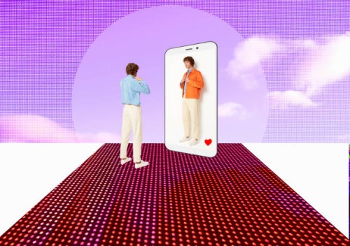 man and his avatar trying on clothing in the meta verse - fashion stock pictures, royalty-free photos & images