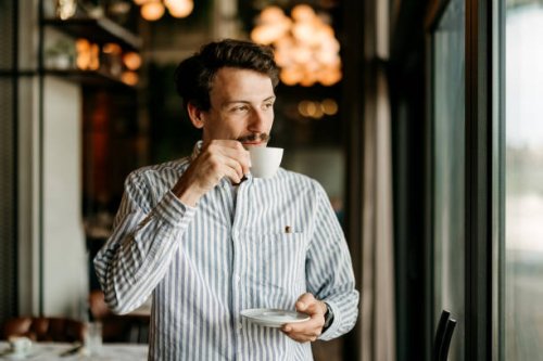 man enjoys coffee - coffee stock pictures, royalty-free photos & images