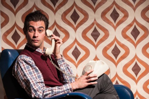 man in retro room answering at the phone - fashion stock pictures, royalty-free photos & images