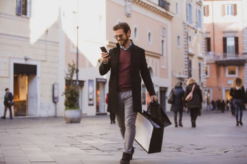 man shopping in central rome - fashion stock pictures, royalty-free photos & images