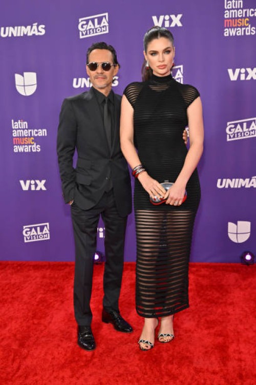 Marc Anthony and Nadia Ferreira attend the 2024 Latin American Music Awards at MGM Grand Garden Arena on April 25, 2024 in Las Vegas, Nevada.