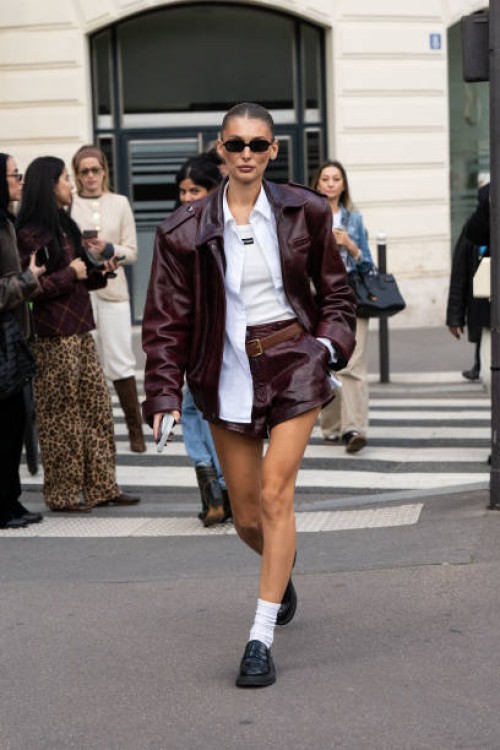 Maria Dontsova wears Miu Miu outside the Miu Miu show during Womenswear Spring/Summer 2025 as part of Paris Fashion Week on October 01, 2024 in...