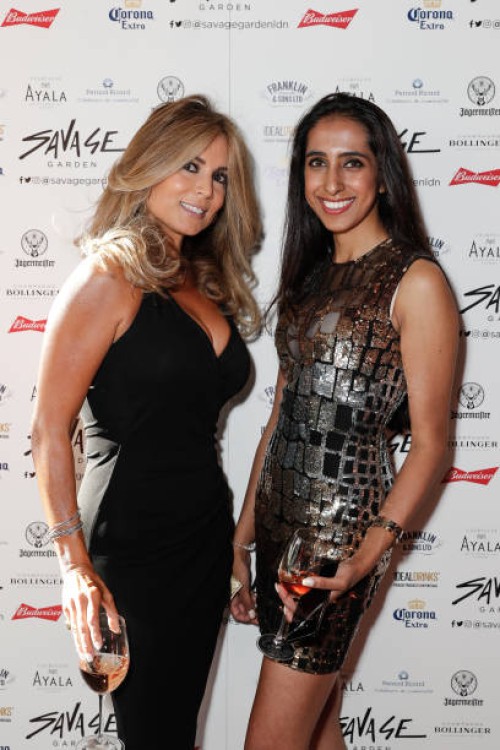 Maria Silvela and Shahin Esmail attend the opening of new rooftop bar Savage Garden on June 27, 2018 in London, England.