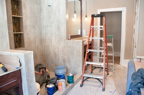 master bathroom in midst of remodeling - home decoration stock pictures, royalty-free photos & images