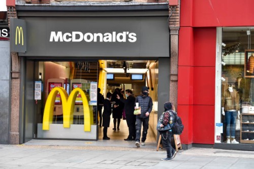 McDonalds restaurant in Londons Oxford Street. Restaurants are only allowed to open for takeaway orders during the Englands second lockdown.