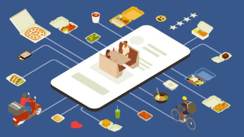 meal delivery app illustration - junk food stock illustrations