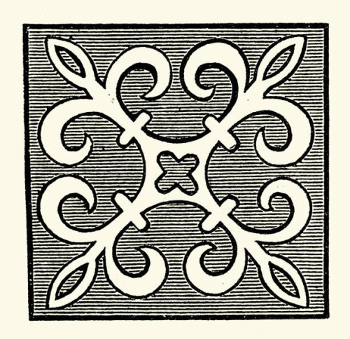 medieval title design, geometrical shape, cross ending in trefoils, art design, vintage illustration 19th century victorian, by dora greenfield - home decoration stock illustrations