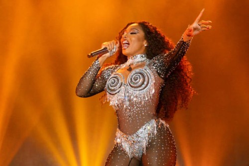 Megan Thee Stallion performs onstage at 2023 LA Pride in the Park festival at Los Angeles Historical Park on June 09, 2023 in Los Angeles, California.