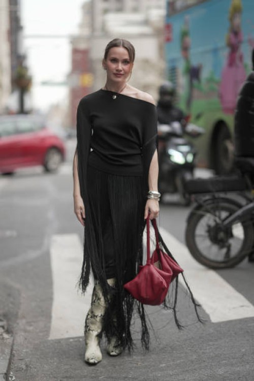 Meredith Hayden is seen at New York Fashion Week on February 08, 2025 in New York City.