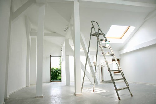 metal ladder in empty house - home decoration stock pictures, royalty-free photos & images