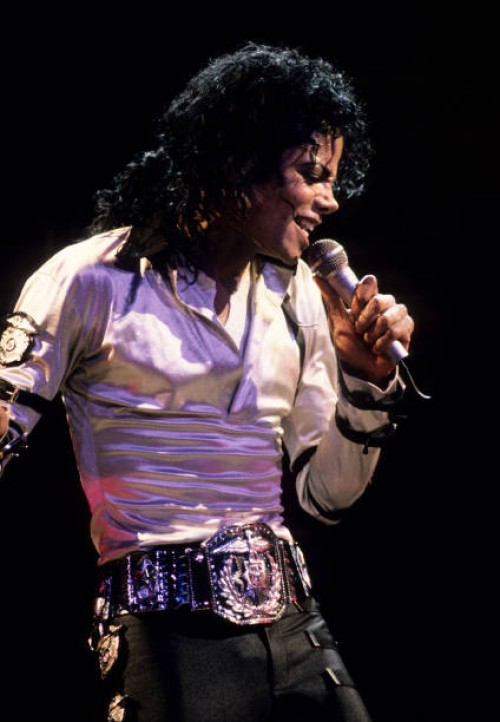 Michael Jackson performs in concert circa 1990.