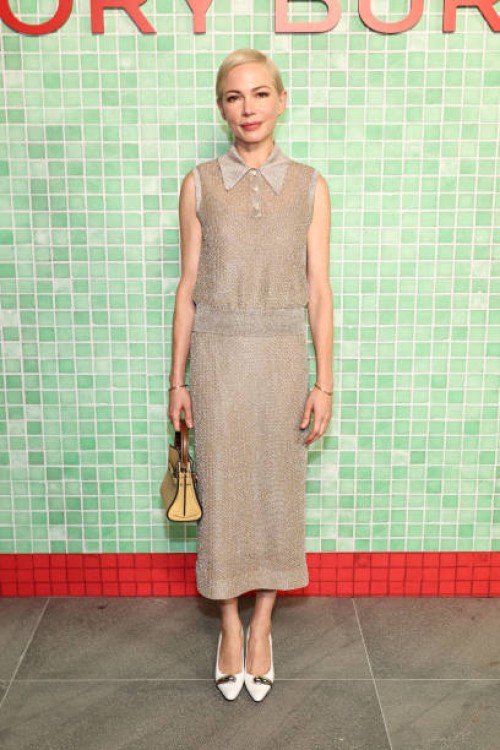 Michelle Williams attends Tory Burch Spring/Summer 2025 during New York Fashion Week at Skylight at the Refinery on September 09, 2024 in Brooklyn,...