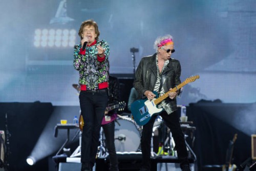 Mick Jagger from The Rolling Stones performs at Hippodrome de Longchamp on July 23, 2022 in Paris, France.