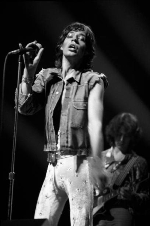 Mick Jagger, le chanteur des Rolling Stones, lors d'un concert à Bruxelles le 17 octobre 1973, Belgique.