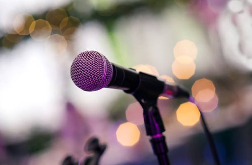 microphone on the stage in nightclub - concert stock pictures, royalty-free photos & images