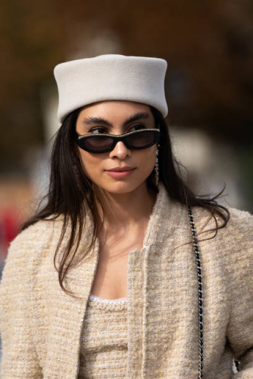 Millan Delaroiere wears Chanel outside the Chanel show during Womenswear Spring/Summer 2025 as part of Paris Fashion Week on October 01, 2024 in...