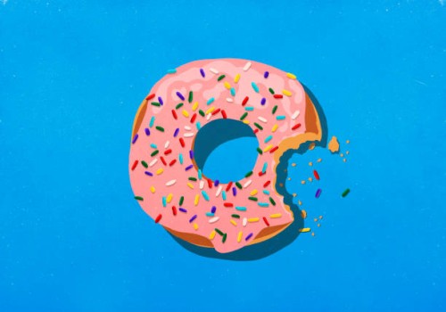 missing bite from donut with sprinkles - junk food stock illustrations