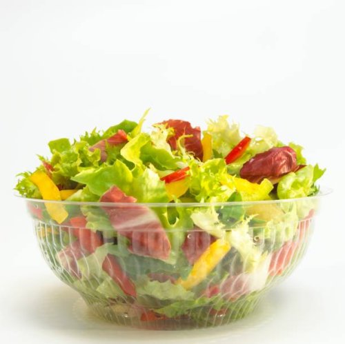 mixed salad in plastic bowl, close-up - junk food stock pictures, royalty-free photos & images