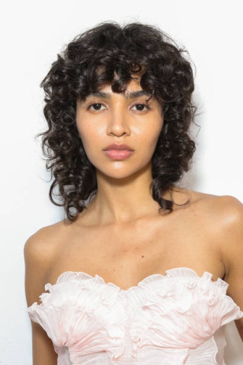 Model Alejandra Du Sol backstage ahead of the Ermanno Scervino fashion show during the Milan Fashion Week Womenswear Spring/Summer 2024 on September...