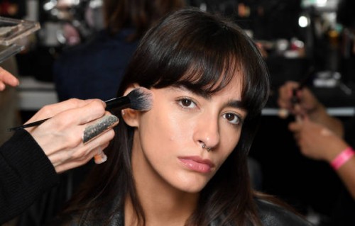 Model backstage ahead of the Hu Bing Selects: Consistence show during London Fashion Week September 2024 at The Store Studios on September 12, 2024...