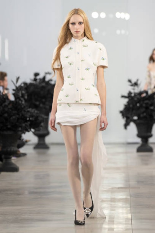 Model on the runway at the Blumarine Fall RTW 2025 fashion show as part of Milan Fashion Week on February 27, 2025 in Milan, Italy.