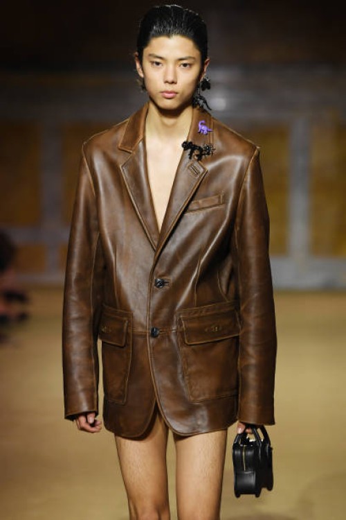 Model on the runway at the COACH Spring 2024 Ready To Wear Fashion Show and dinner event at the New York Public Library on September 7, 2023 in New...