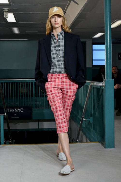 Model on the runway at Tommy Hilfiger RTW Spring 2025 as part of New York Ready to Wear Fashion Week held aboard the Staten Island Ferry the MV John...