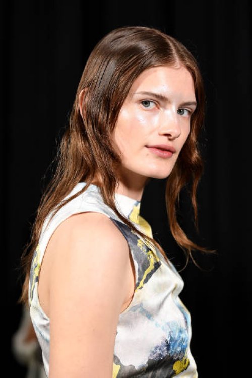 Model poses backstage ahead of the ANNA QUAN presented by ebay show during Australian Fashion Week Presented By Pandora 2024 at Carriageworks on May...