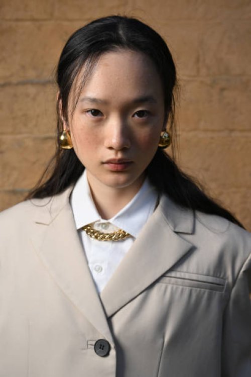 Model poses backstage ahead of the Blanca show during Australian Fashion Week Presented By Pandora 2024 at Vaucluse House on May 16, 2024 in Sydney,...