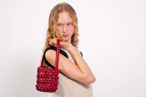 Model poses backstage prior to the Giambattista Valli Womenswear Fall/Winter 2025-2026 show as part of Paris Fashion Week at Hotel Pozzo di Borgo on...