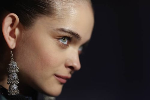 Model prepare backstage before the Loolayy collection show by Chinese designers Zhang Xiaoqi at China Fashion Week A/W 2024 on March 23, 2024 in...