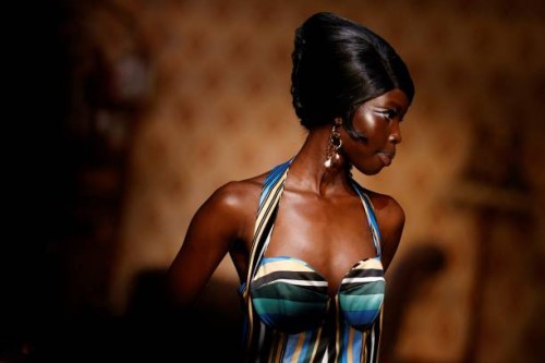 Model presents a creation from Tolu Coker's Spring/Summer 2025 collection during the London Fashion Week in London on September 15, 2024.