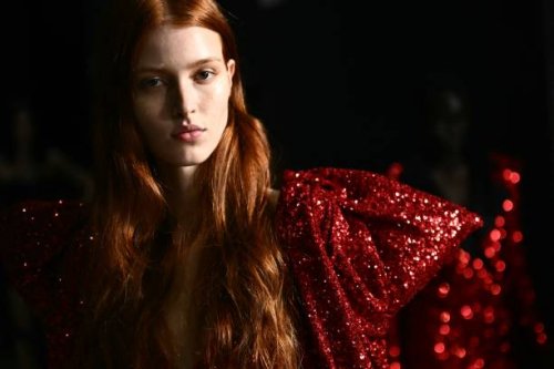 Model waits backstage before the Redemption collection show at Milan's Fashion Week Womenswear Spring / Summer 2025, on September 17, 2024 in Milan.