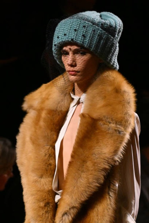 Model walks the runaway during the presentation the Fendi fashion show as part of the Milan Fashion Week Womenswear Autumn/Winter 2025/2026 in Milan...