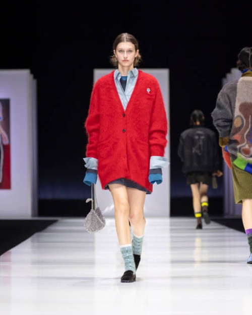 Model walks the runway at the Anteprima fashion show during the Milan Fashion Week - Womenswear Fall/Winter 2025/2026 on February 27, 2025 in Milan,...