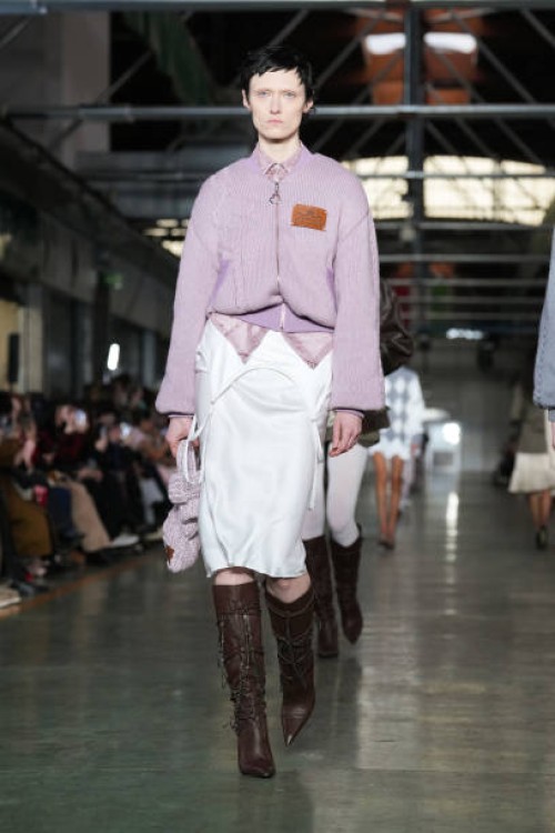 Model walks the runway at the Marco Rambaldi fashion show during the Milan Fashion Week - Womenswear Fall/Winter 2025/2026 on February 26, 2025 in...