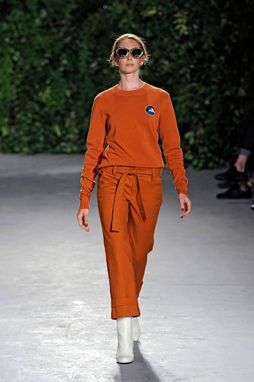 Model walks the runway at the Opening Ceremony Spring 2016 fashion show during New York Fashion Week at 25 Wall Street on September 13, 2015 in New...