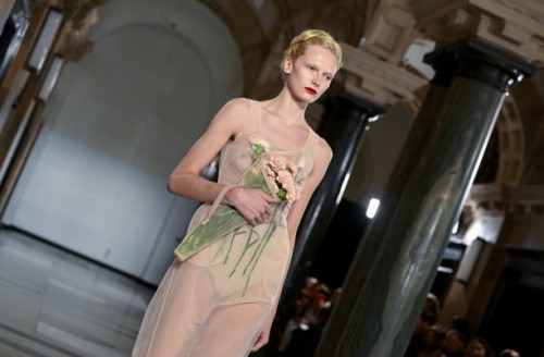 Model walks the runway at the Simone Rocha show during London Fashion Week September 2024 at The Old Bailey on September 15, 2024 in London, England.