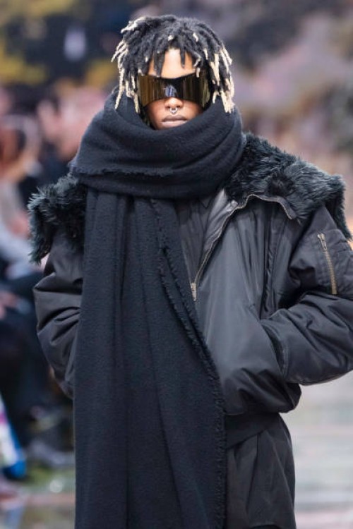 Model walks the runway during the Balenciaga Ready to Wear Fall/Winter 2024-2025 fashion show as part of the Paris Fashion Week on March 3, 2024 in...
