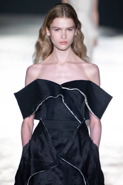 Model walks the runway during the Jason Wu Ready to Wear Fall/Winter 2024-2024 fashion show as part of the New York Fashion Week on February 11, 2024...