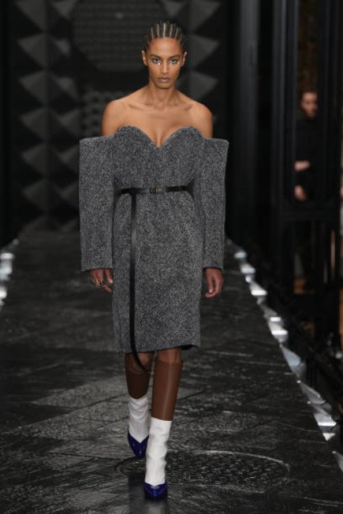 Model walks the runway during the Louis Vuitton Womenswear Fall Winter 2023-2024 show as part of Paris Fashion Week at Orsay Museum on March 06, 2023...