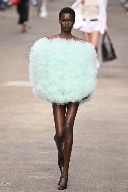 Model walks the runway during the Stella McCartney Paris Womenswear Spring-Summer 2025 show as part of Paris Fashion Week on September 30, 2024 in...