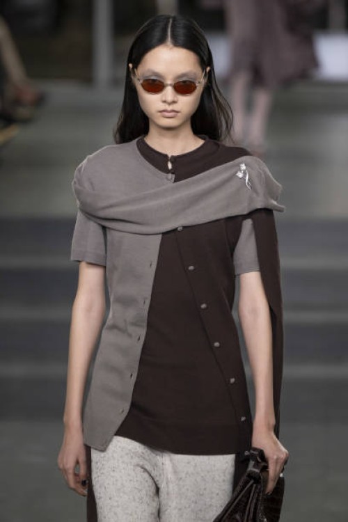 Model walks the runway during the Tory Burch Ready to Wear Fall/Winter 2025-2026 fashion show as part of the New York Fashion Week on February 10,...