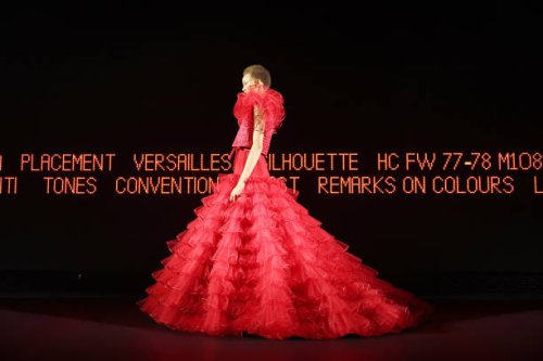 Model walks the runway during Vertigineux, the Valentino Haute Couture Spring-Summer 2025 show as part of Paris Fashion Week on January 29, 2025 in...