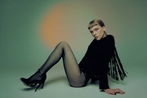 model with a bang wearing black tights - fashion stock pictures, royalty-free photos & images