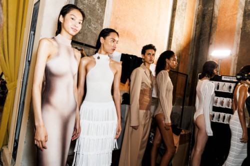 Models are seen backstage at the Andreadamo fashion show during the Milan Womenswear Spring/Summer 2025 on September 22, 2024 in Milan, Italy.