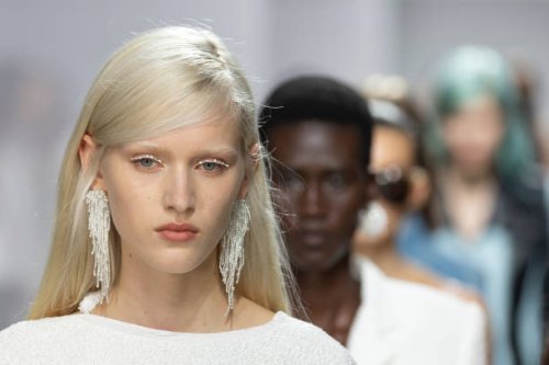 Models, beauty detail, walk finale of the runway during the Christopher Esber Womenswear Spring-Summer 2025 show as part of Paris Fashion Week on...