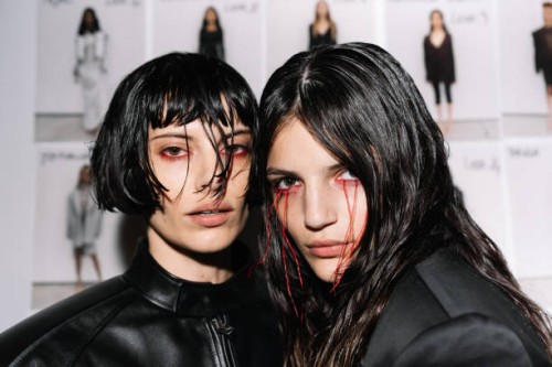 Models pose backstage at the Almaz Fashion Show during the Mercedes-Benz Bucharest Fashion Week 2024 on October 17, 2024 in Bucharest, Romania.