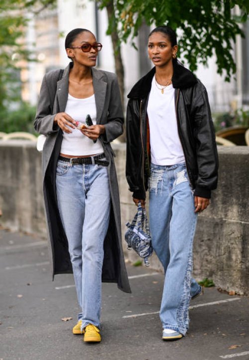 Models seen outside the Zimmermann show during the Womenswear Spring/Summer 2024 as part of Paris Fashion Week on October 02, 2023 in Paris, France.